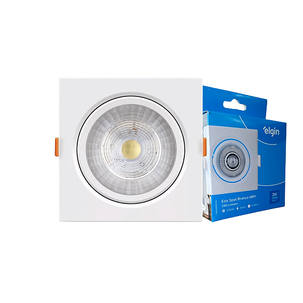 Luminária Spot Led Quadrada 3w 6500k Branca Fria Mr11  Elgin