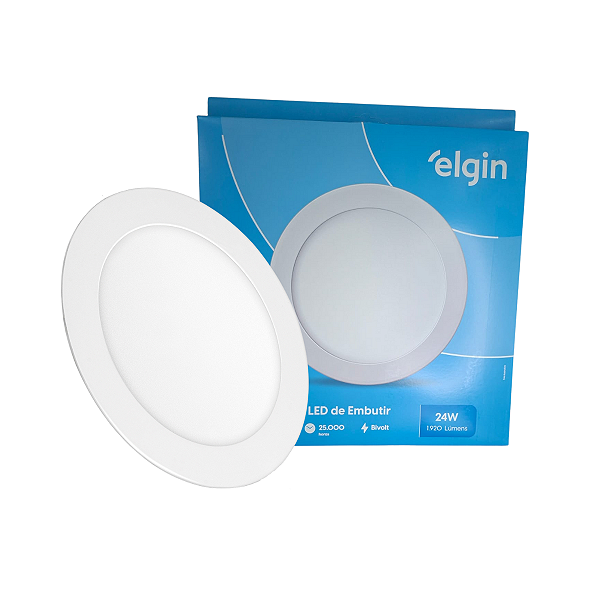 Luminária Painel LED Redondo Embutir 24W 6500K Branca Fria Bivolt Elgin
