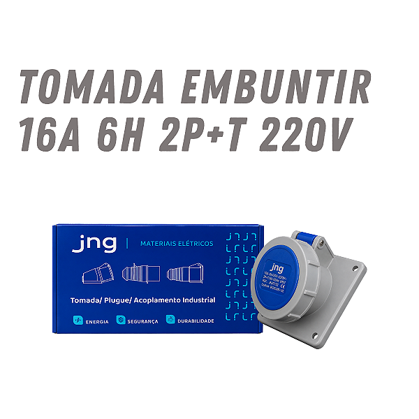 Tomada De Embutir Industrial 16a 2p+t 220v 6h Ip67 - Jng