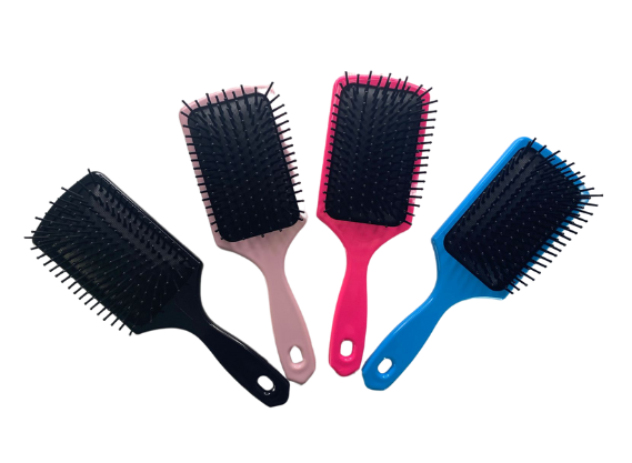 Escova de Cabelo Raquete Pentear e Desembaraçar Almofadada Quadrada Tamanho M