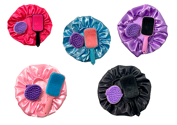 Kit Escova Raquete Fashion Flex Para Desembaraçar Cabelos + Escova de Silicone Massageadora Relax