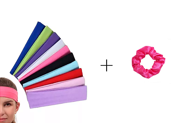 Faixa de Cabelo com Xuxinha de Cetim Proteção para Todos os Tipos de Cabelo