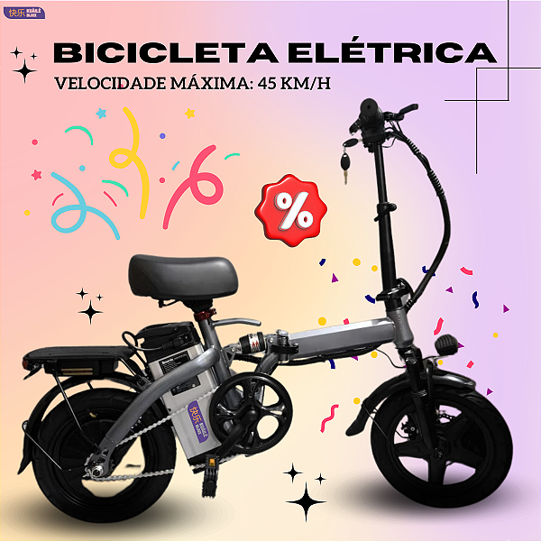 Bicicleta Elétrica Bike 45km/h Potente 400W Alta Velocidade Durável 48V