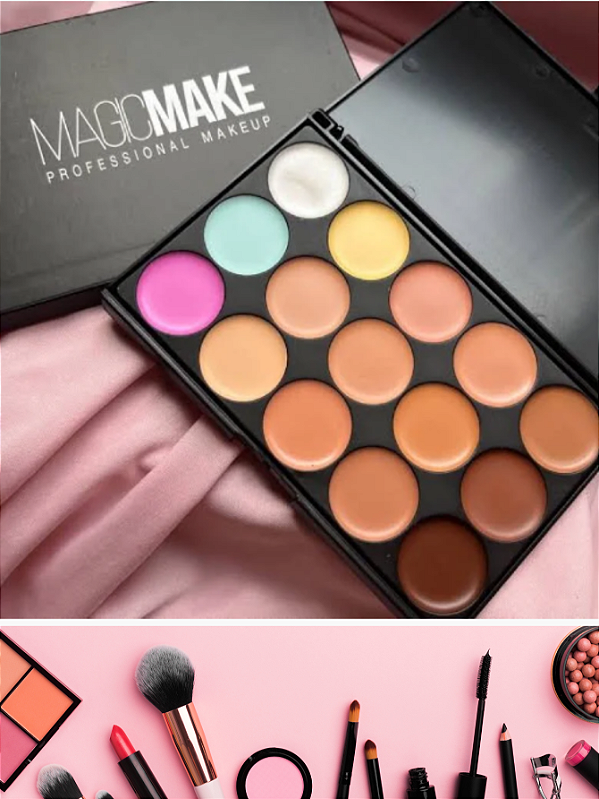 Paleta de Corretivo 15 Cores Maquiagem Profissional Magic Make