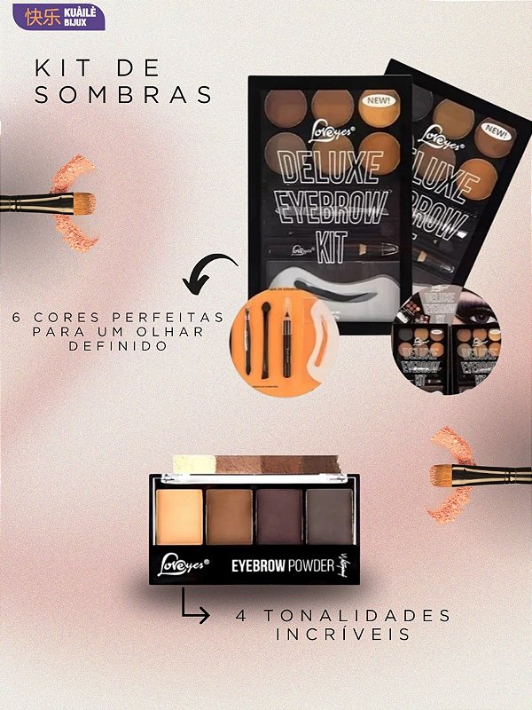 Kit de Paleta e Quarteto de Sombras para Sobrancelha Preenchimento