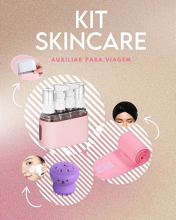 Kit Skincare Cuidados Faciais para Viagem Fácil de Transportar