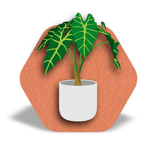 Mini Quadro 3D - Vaso de planta Alocasia