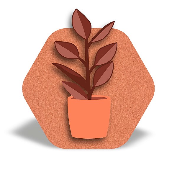 Mini Quadro 3D - Vaso de planta vermelha