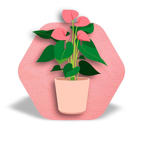 Mini Quadro 3D - Vaso de planta Antúrio