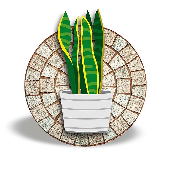Mini Quadro 3D - Vaso de planta Espada de São Jorge