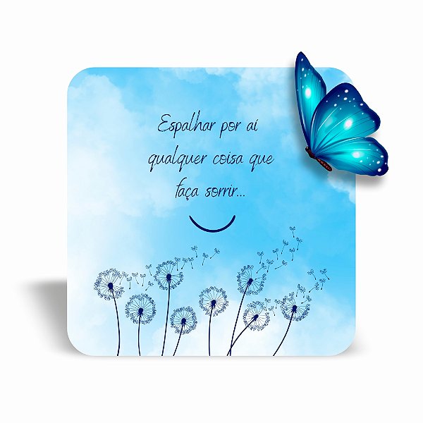 Mini Quadro 3D - Borboleta azul espalhar alegria