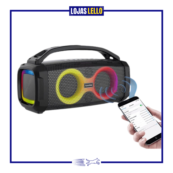 Caixa Som Alto Falante Bluetooth Basike Ba-RAD029 20w Ipx5 Graves Rgb