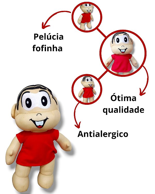 Turma Da Monica Pelucia 36 Cm Boneca Linda Personagem Mônica