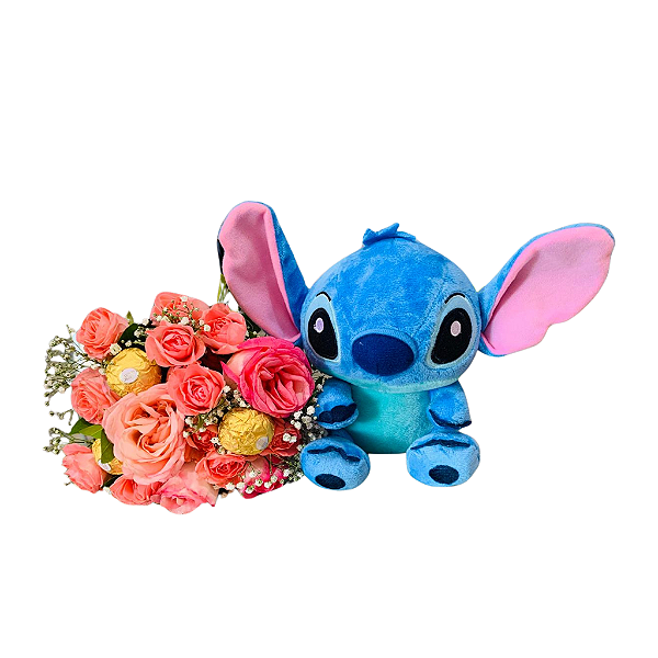Buquê de Rosas com Ursinho Stitch