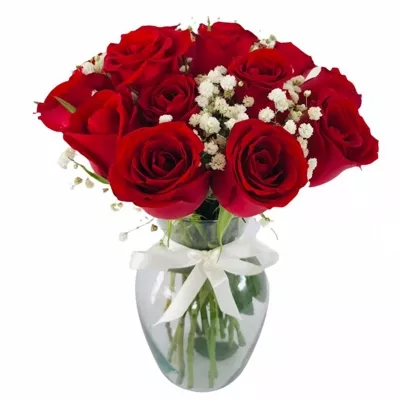 Vaso com 12 Rosas Vermelhas