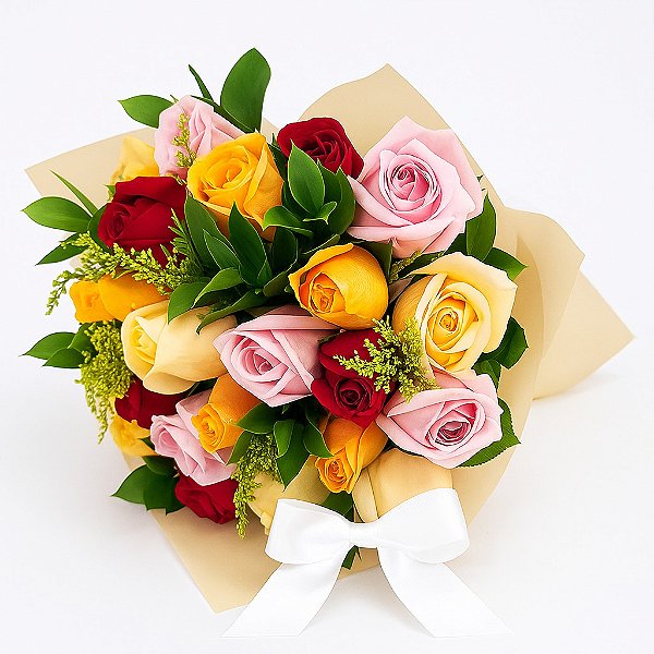 Buquê Arco-Íris de Rosas