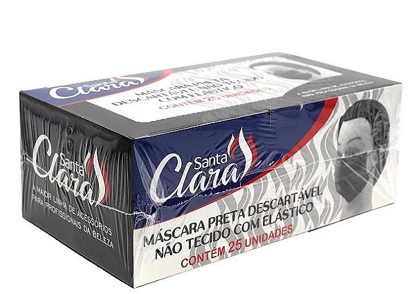 MÁSCARA PRETA SANTA CLARA COM 25 UNIDADES