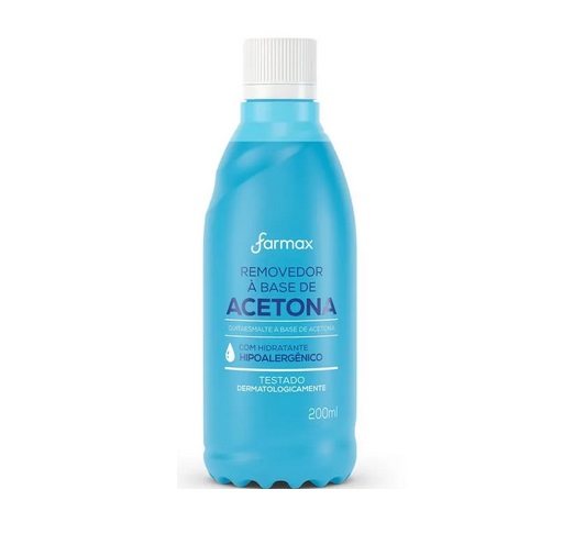 REMOVEDOR DE ESMALTE COM ACETONA FARMAX 200ml.