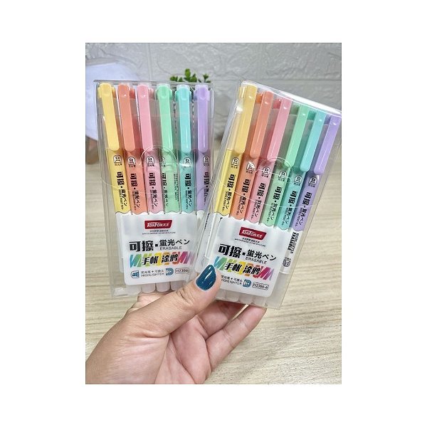 Marca Texto Apagável Tenfon - 6 Cores Vibrantes e Práticas