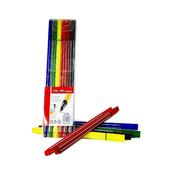 Kit Canetas Fine Line - 6 Cores com Ponta Fina