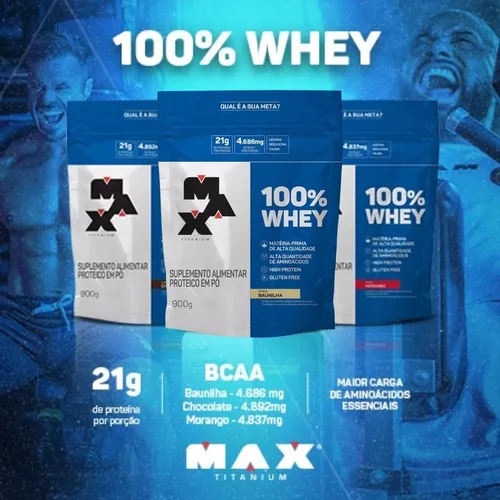 Whey Protein 100% Concentrado - Max Titanium (Refil 900g)