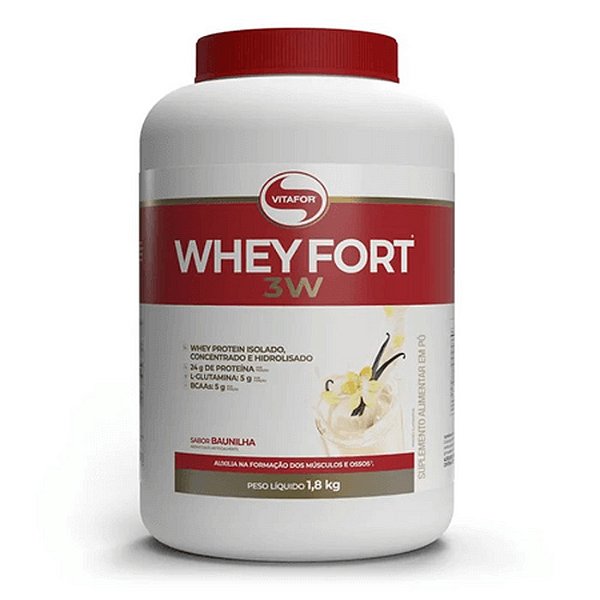 Whey Fort 3W Pote 1800g Baunilha Vitafor