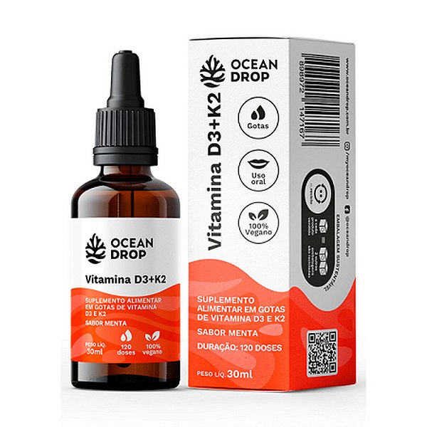 Vitamina D3+K2 30ml Sabor Menta Ocean Drop