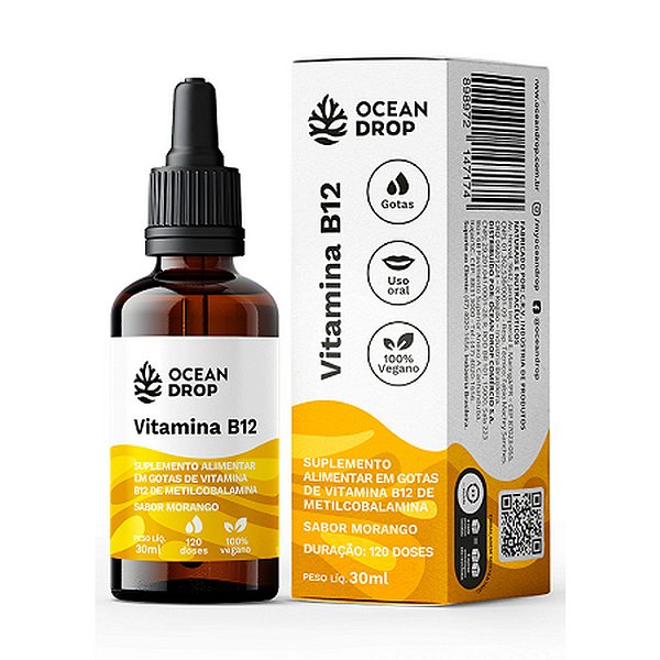 Vitamina B12 30ML Sabor Morango Ocean Drop