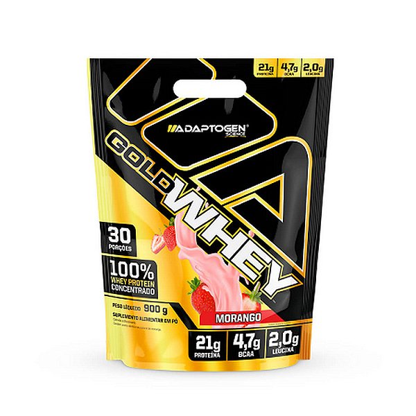 Gold Whey Morango BAG 900g Adaptogen