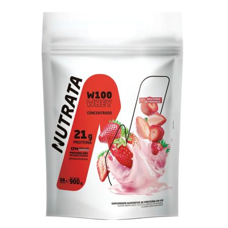 W100% Whey 900g Refil Morango Nutrata