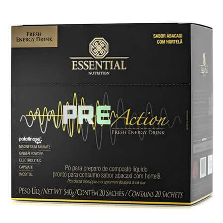 Pre Action Abacaxi com Hortelã Box 20 Sachês 540g Essential Nutrition