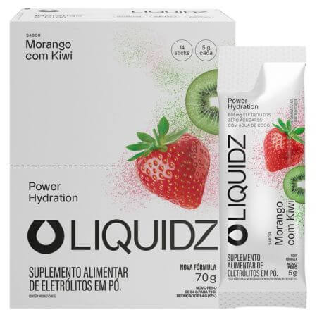 Caixa Liquidz Eletrólitos 14 Sachês 5g Morango com Kiwi Liquidz