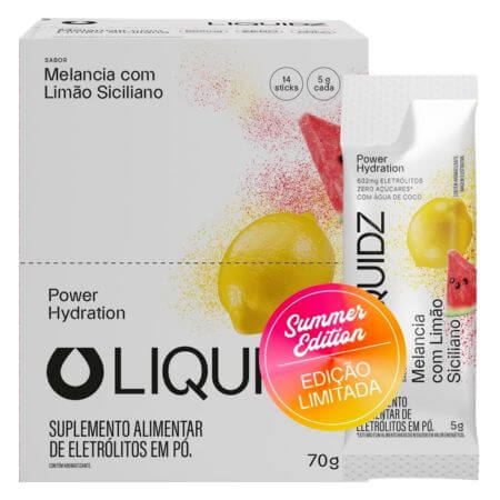 Caixa Liquidz Eletrólitos 14 Sachês 5g Melancia com Limão Siciliano Liquidz
