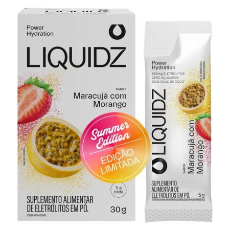 Caixa Liquidz Eletrólitos 14 Sachês 5g Maracujá com Morango Liquidz