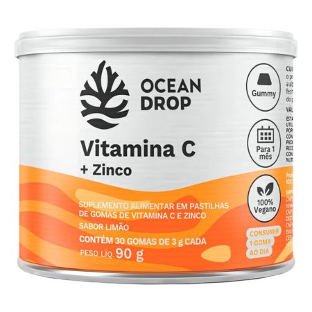 Vitamina C + Zinco Sabor Limão 30 Gomas Ocean Drop