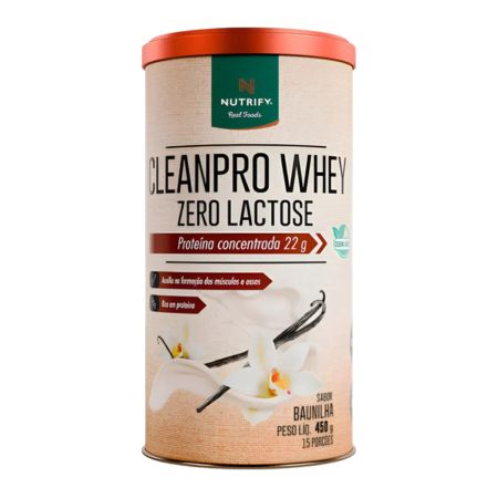 CleanPro Whey Zero Lactose Sabor Gelato Di Latte 450g Nutrify