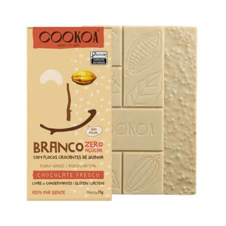 Chocolate Branco Zero Açúcar 75g Cookoa