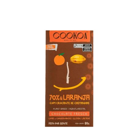 Chocolate 70% e Laranja com Castanhas Tostadas 75g Cookoa