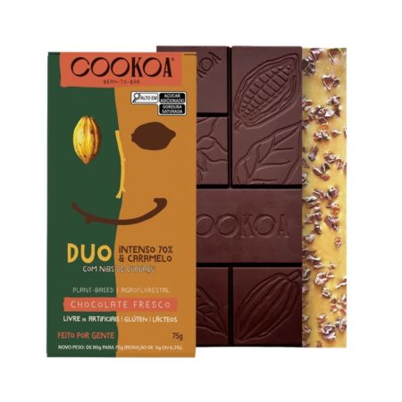 Chocolate Duo Intenso 70% e Caramelo 75g Cookoa