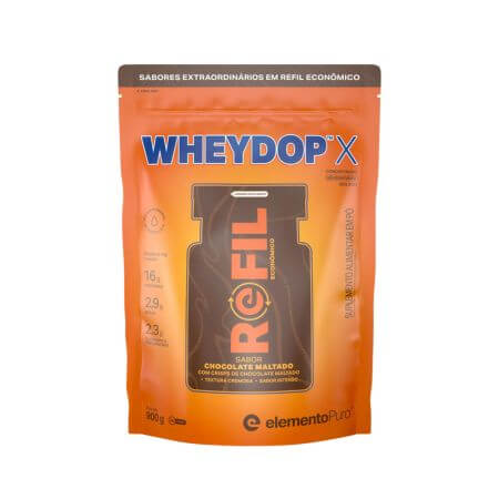 Wheydop X Refil Chocolate Maltado 900g Elemento Puro