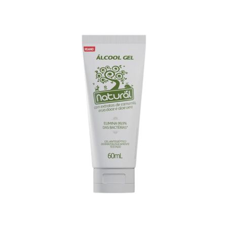 Álcool gel com Extratos Orgânicos de Camomila, Erva-doce e Aloe Vera 60ml Orgânico Natural