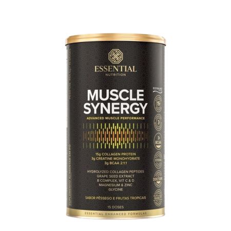 Muscle Synergy Pêssego e Frutas Tropicais Lata 454,5g 15 Doses Essential Nutrition