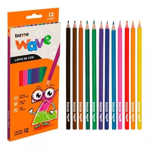 LAPIS DE COR 12 CORES WAVE BAZZE