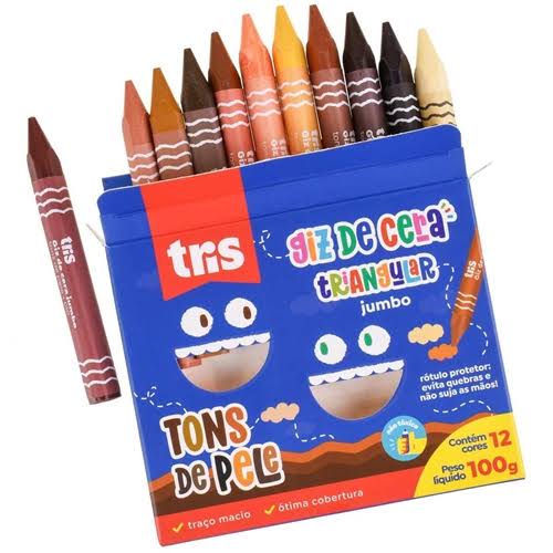 GIZ DE CERA JUMBO TRIO COR DE PELE 12 CORES TRIS