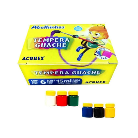 TINTA GUACHE 06 CORES ABELINHA ACRILEX