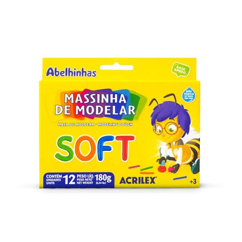 MASSINHA DE MODELAR 12 CORES SOFT ACRILEX