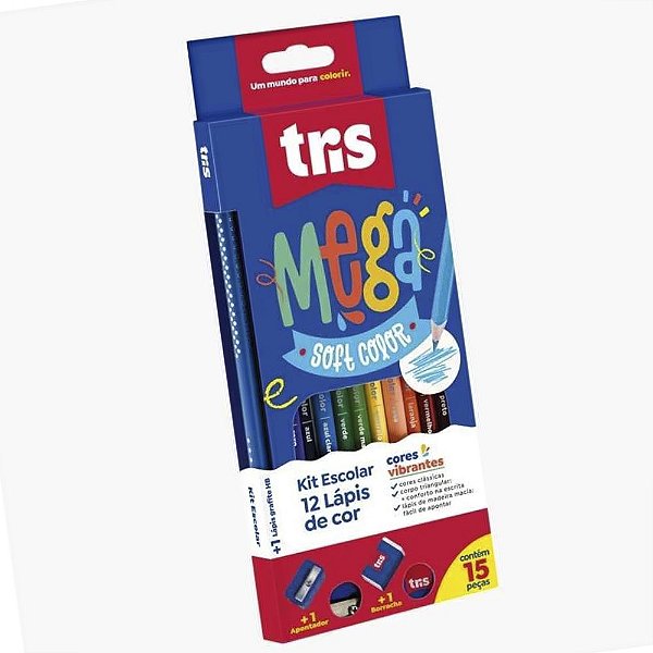 LAPIS DE COR 12 CORES KIT MEGA SOFT TRIS