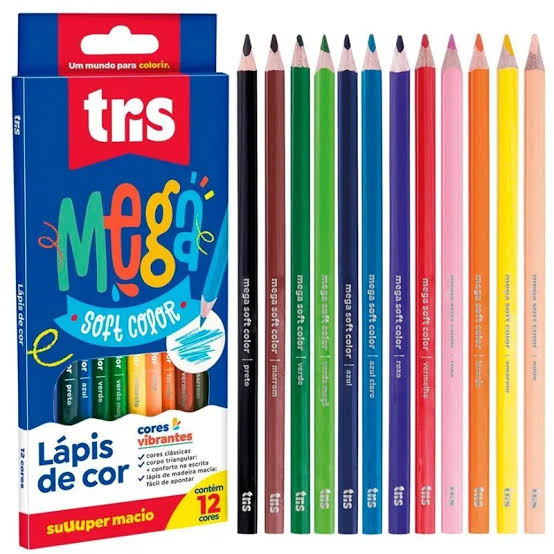 LAPIS DE COR  12 CORES MEGA SOFT TRIS
