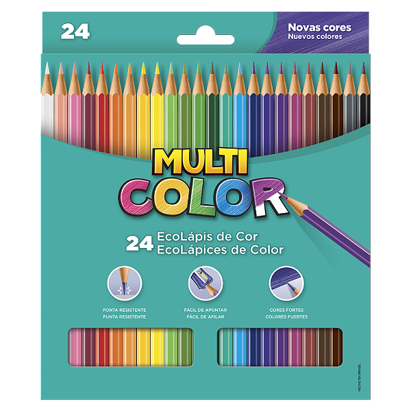 LÁPIS DE COR 24 CORES MULTICOLOR
