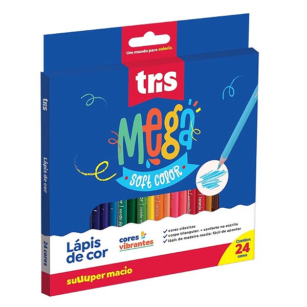 LÁPIS DE COR 24 CORES MEGA SOFT TRIS